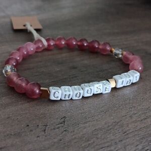 Pink Beaded Bracelet with 'Choose Joy' Letters - Handcrafted